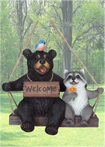 BD31743 Swingin Couple Bear with Raccoon on Swing